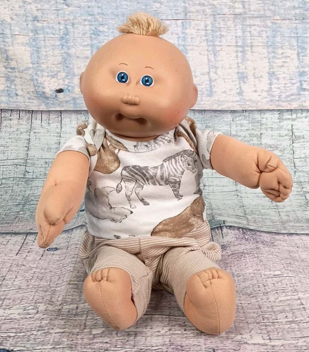 1984 Cabbage Patch Preemie Baby HM #1 Smile Face Tan Hair Baby Blue Eyes VTG